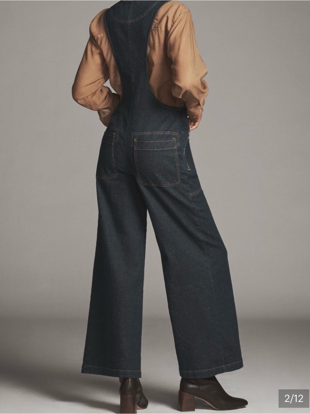 Maeve Dark Indigo Wide-Leg Denim Overalls - Picture 2 of 2